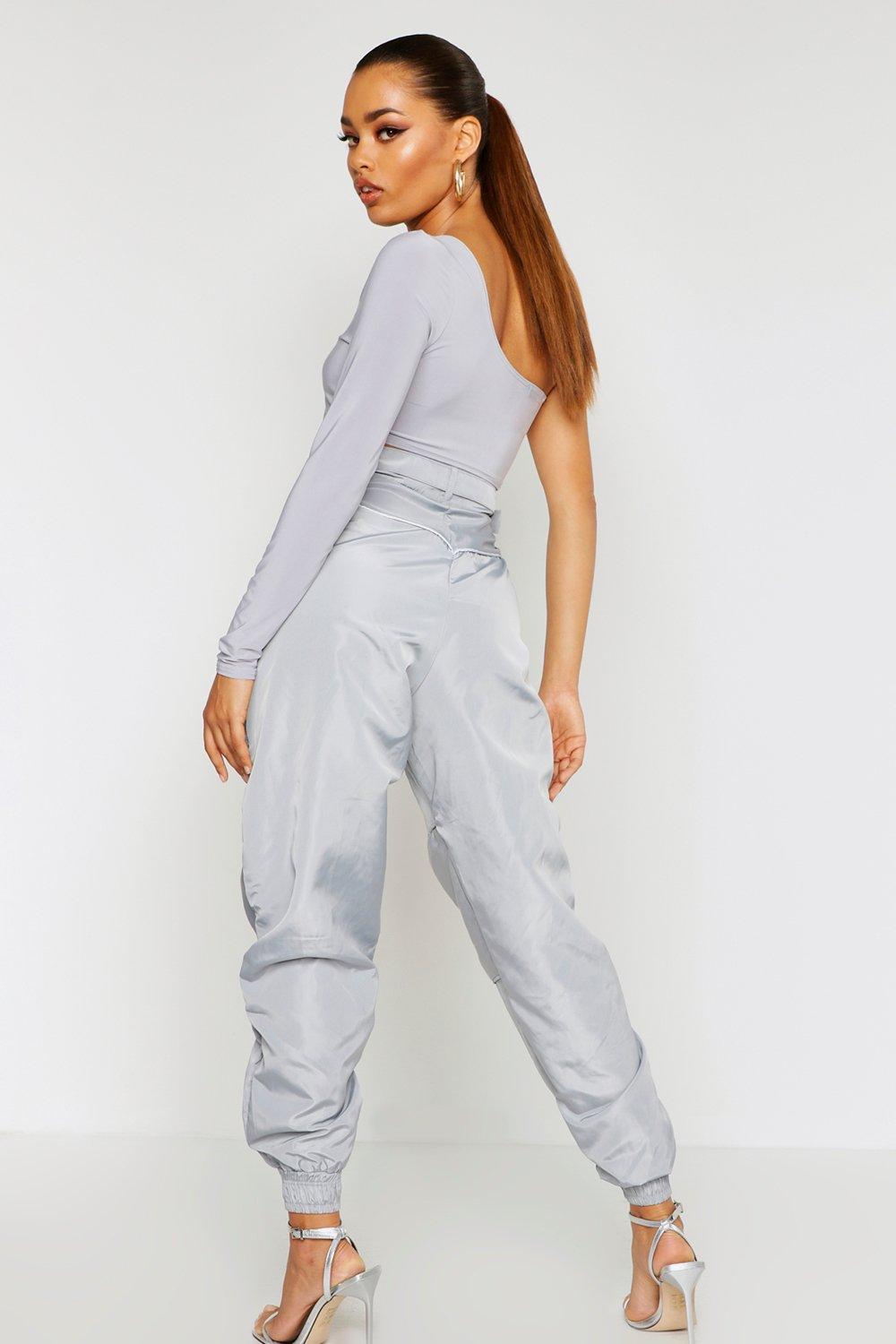 black reflective joggers womens