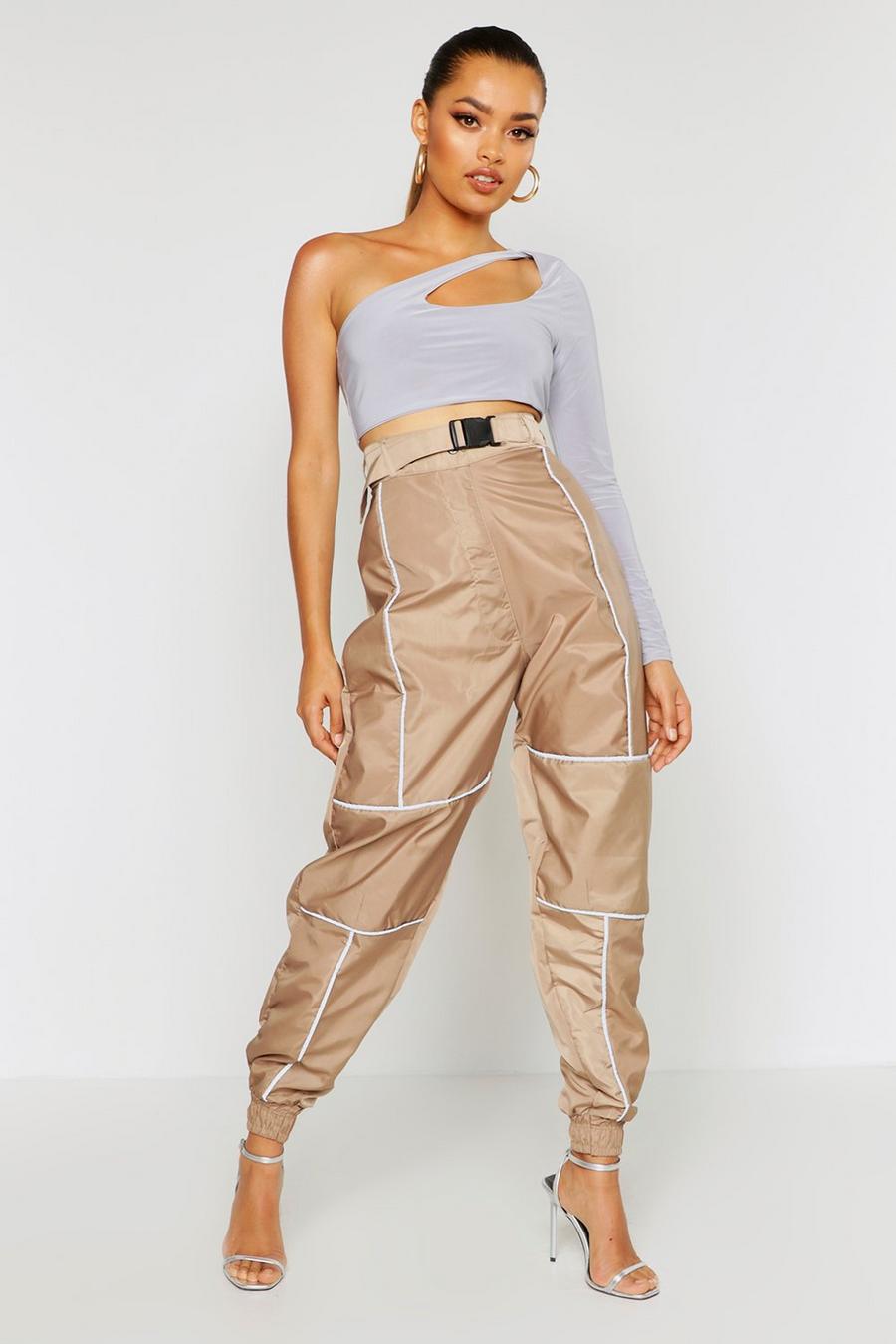 Reflective Piping Belted Track Pants image number 1