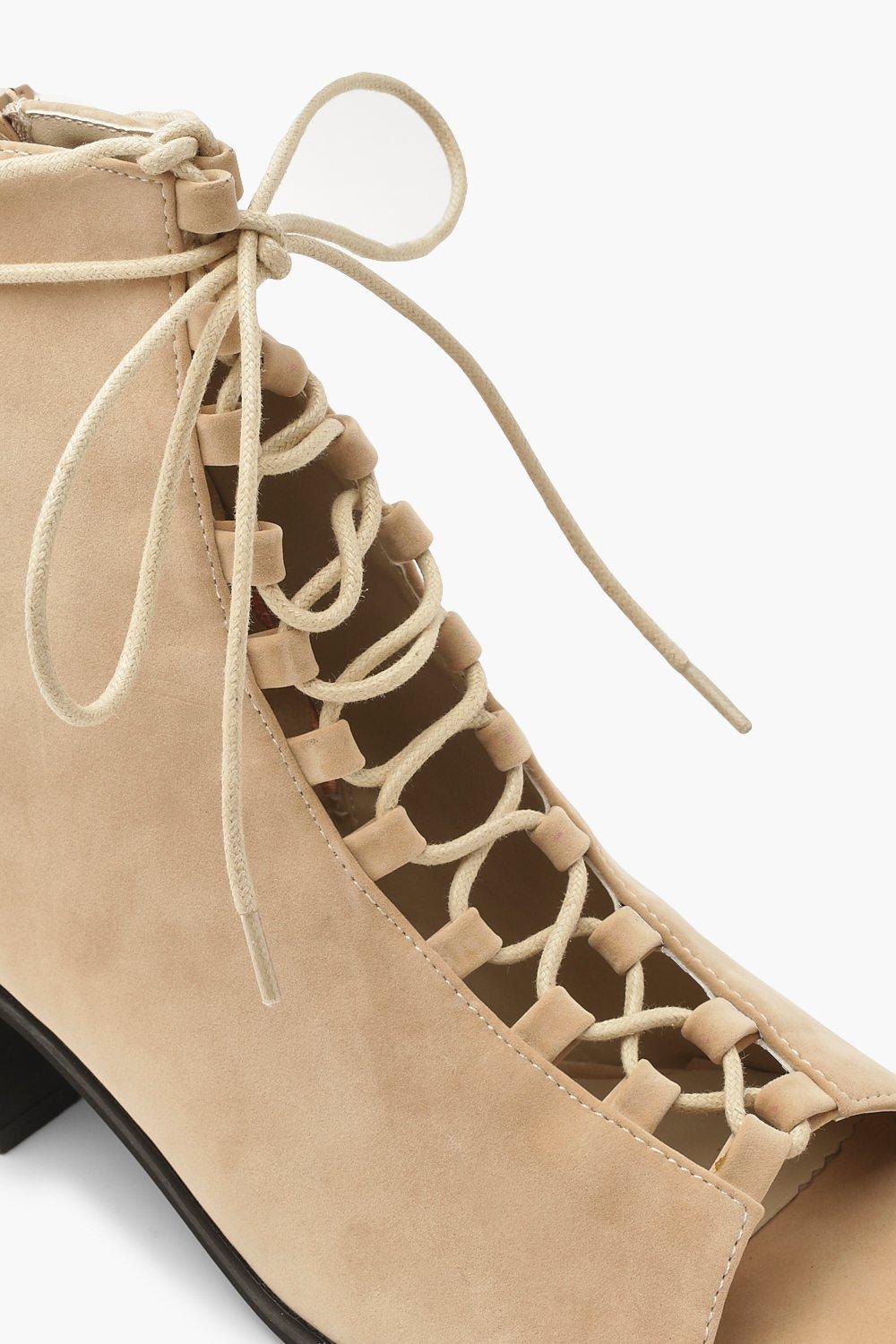 Boohoo peep toe boots sales