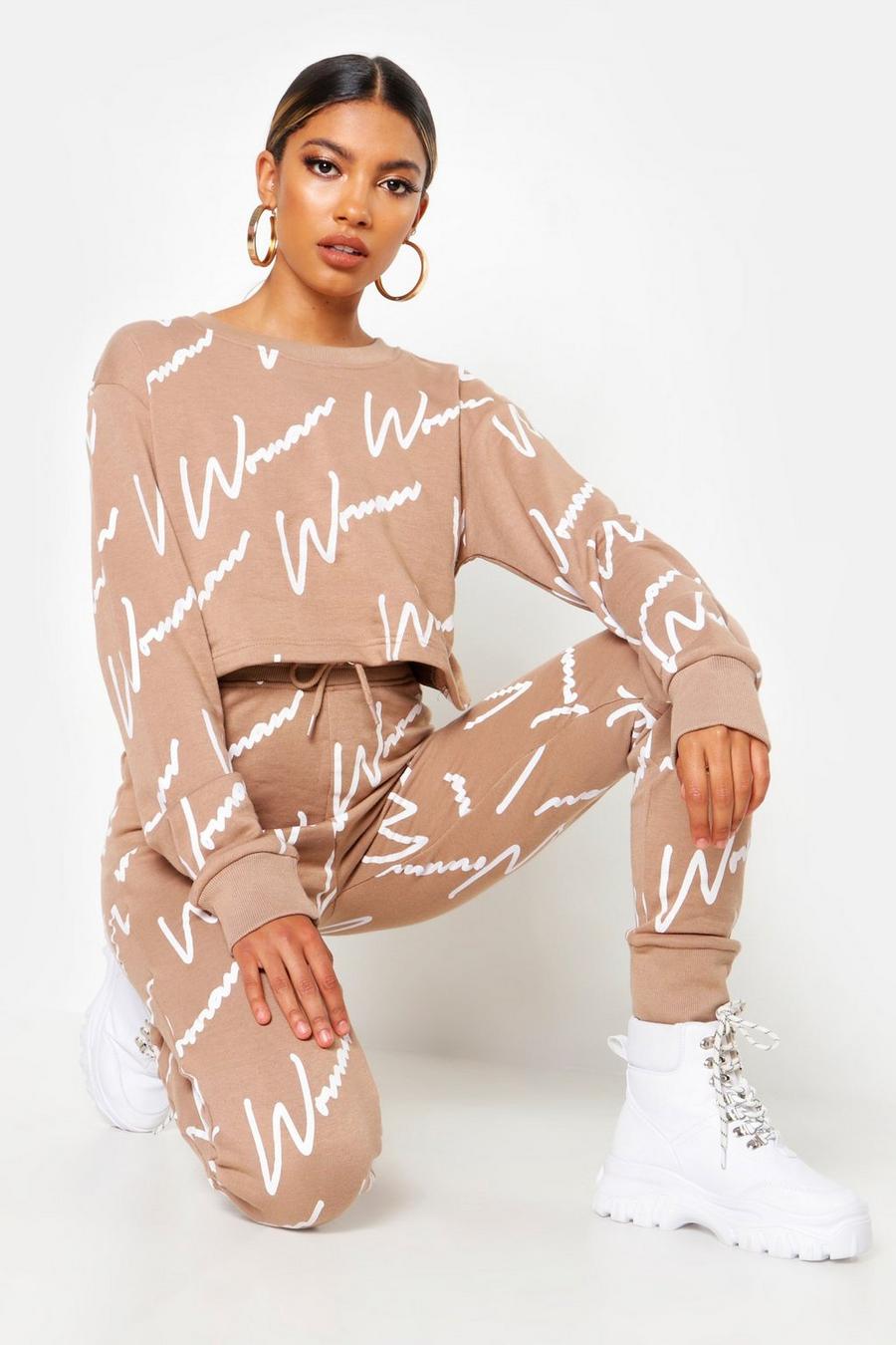 Woman All Over Print Crop Sweat Tracksuit image number 1