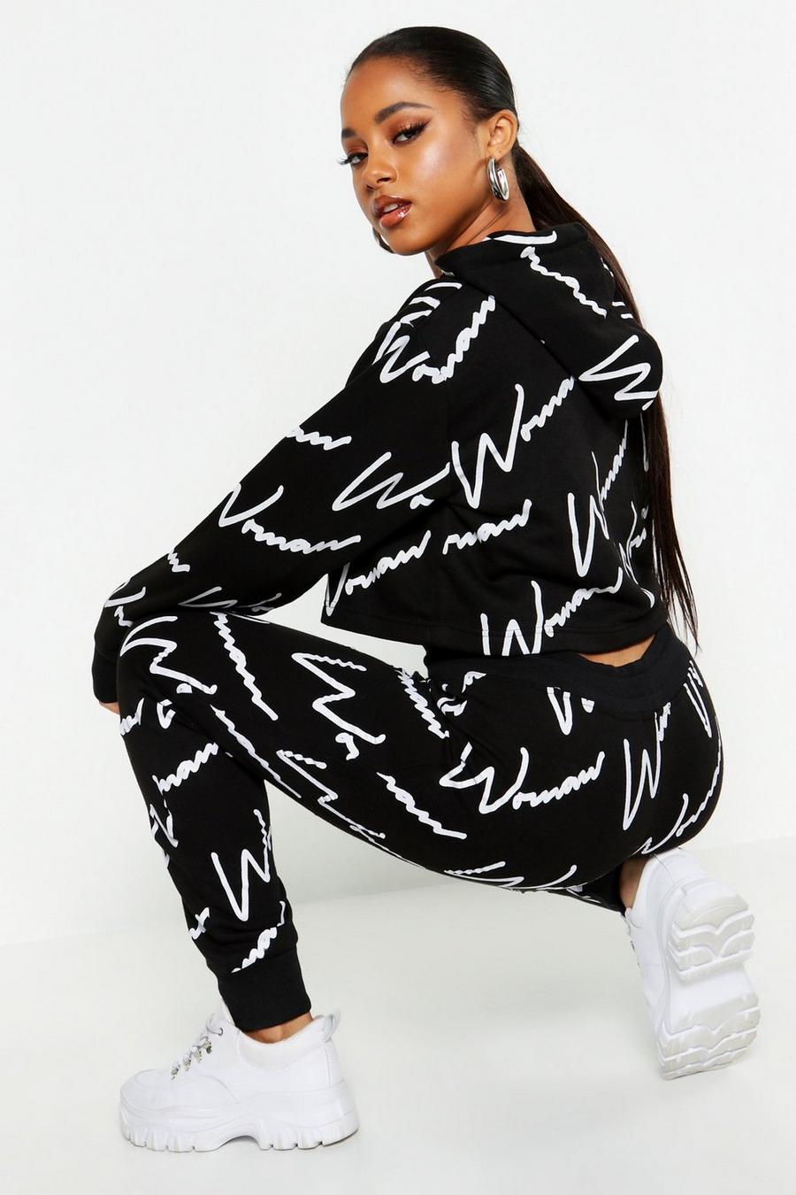 Woman All Over Print Crop Hooded Tracksuit image number 1