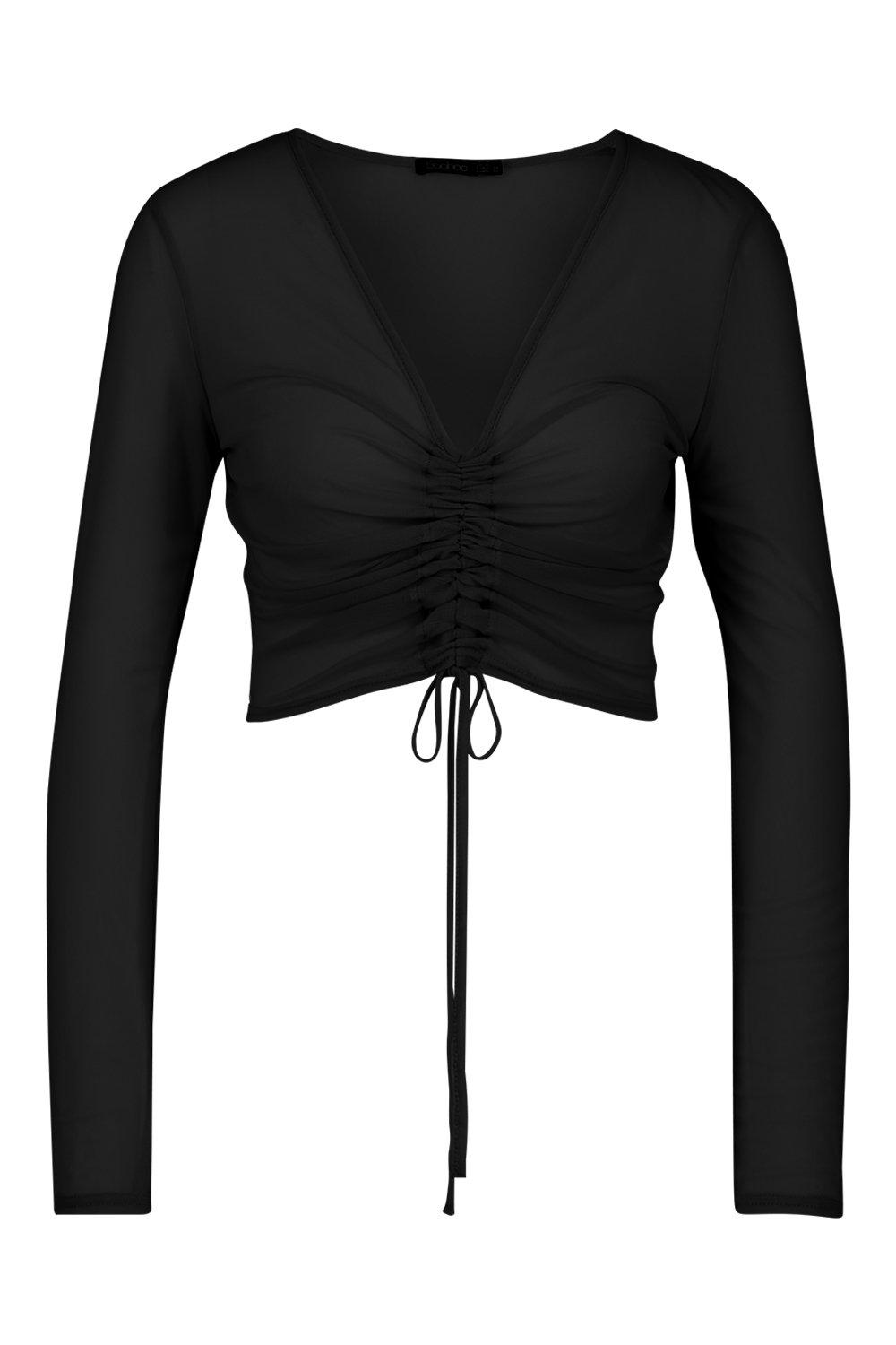 ruched long sleeve crop top