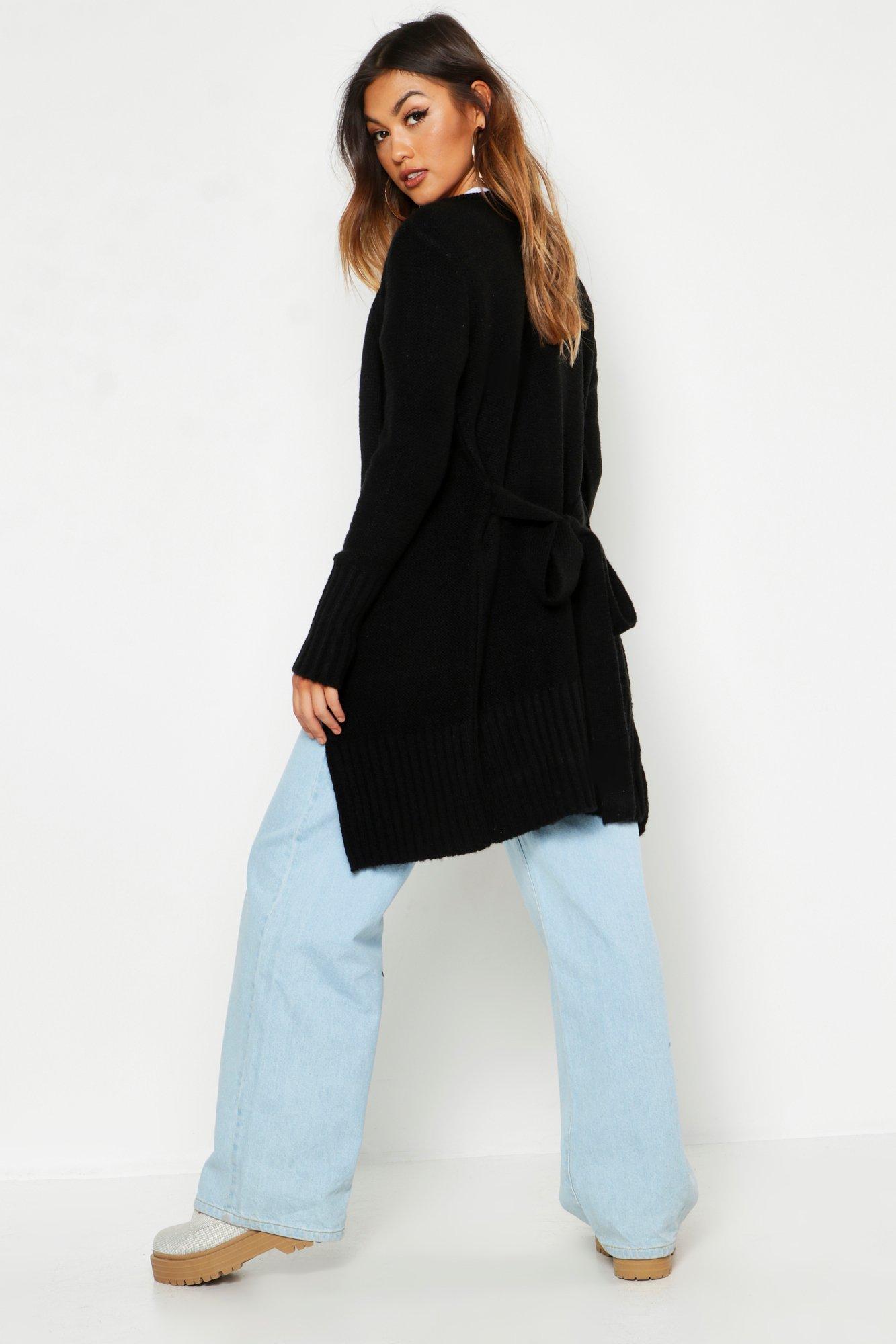 Midi Belted Wrap Cardigan | boohoo Midi Belted Wrap Cardigan | boohoo