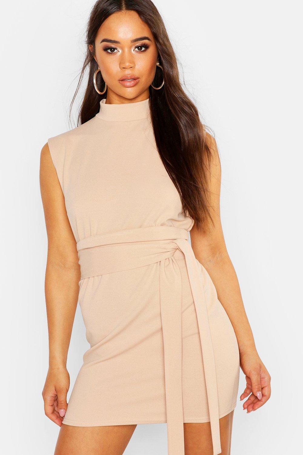 belted shift dress