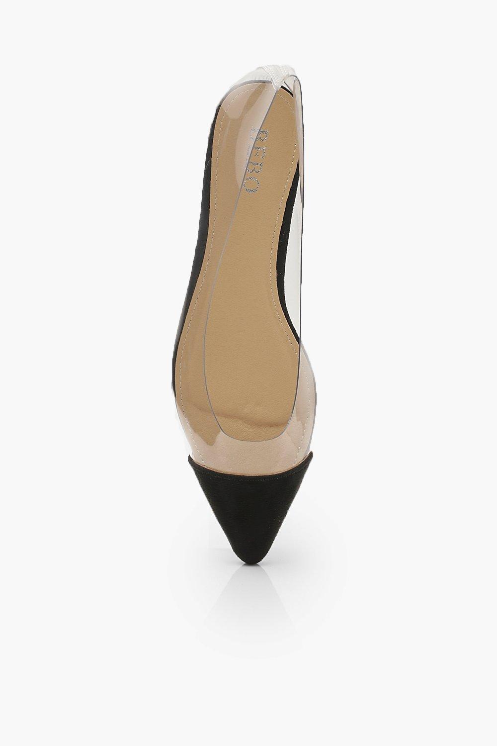 Pointed Toe Clear Ballet Flats | Boohoo UK