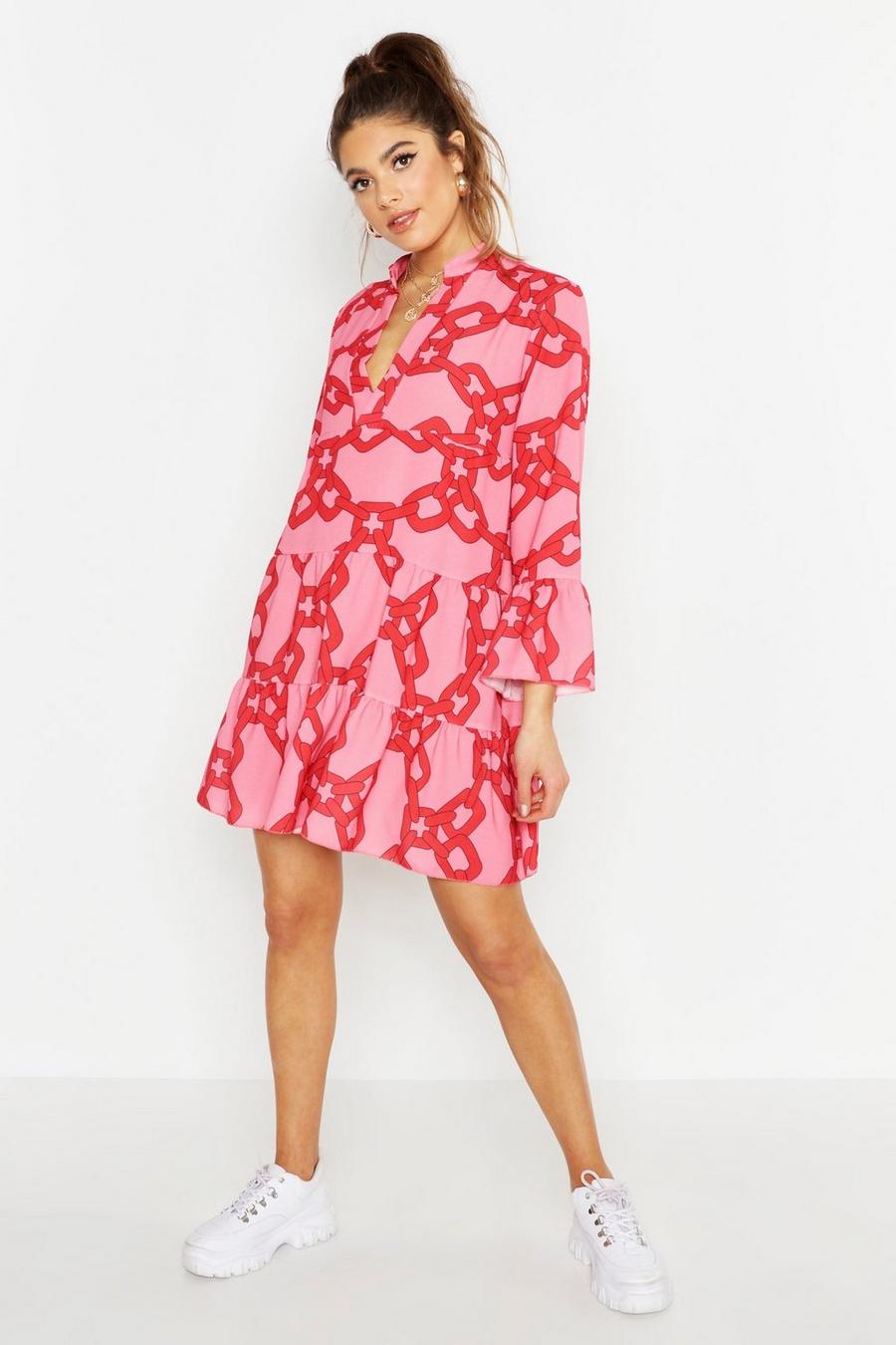 Woven Chain Print Smock Dress image number 1