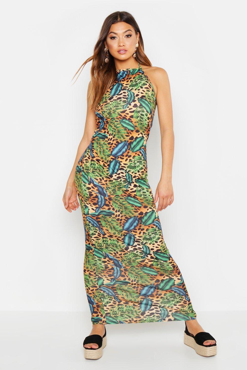 jungle print maxi dress