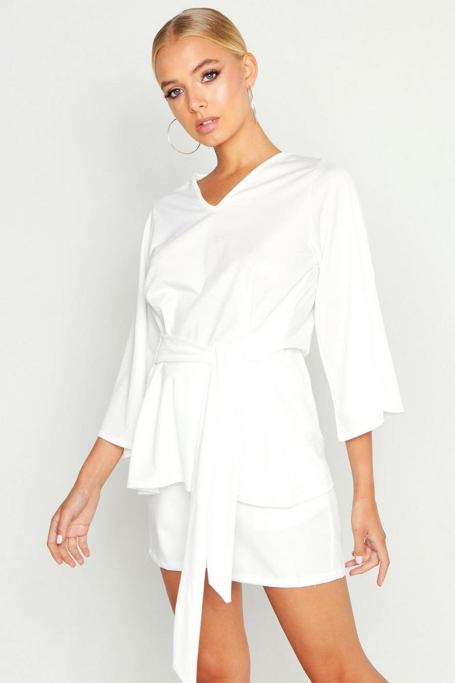 Batwing Oversized Belted Blouse image number 1