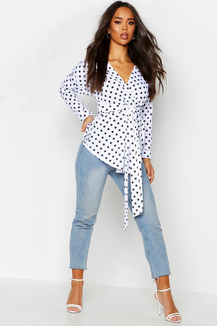 Polka Dot Wrap Blouse image number 1