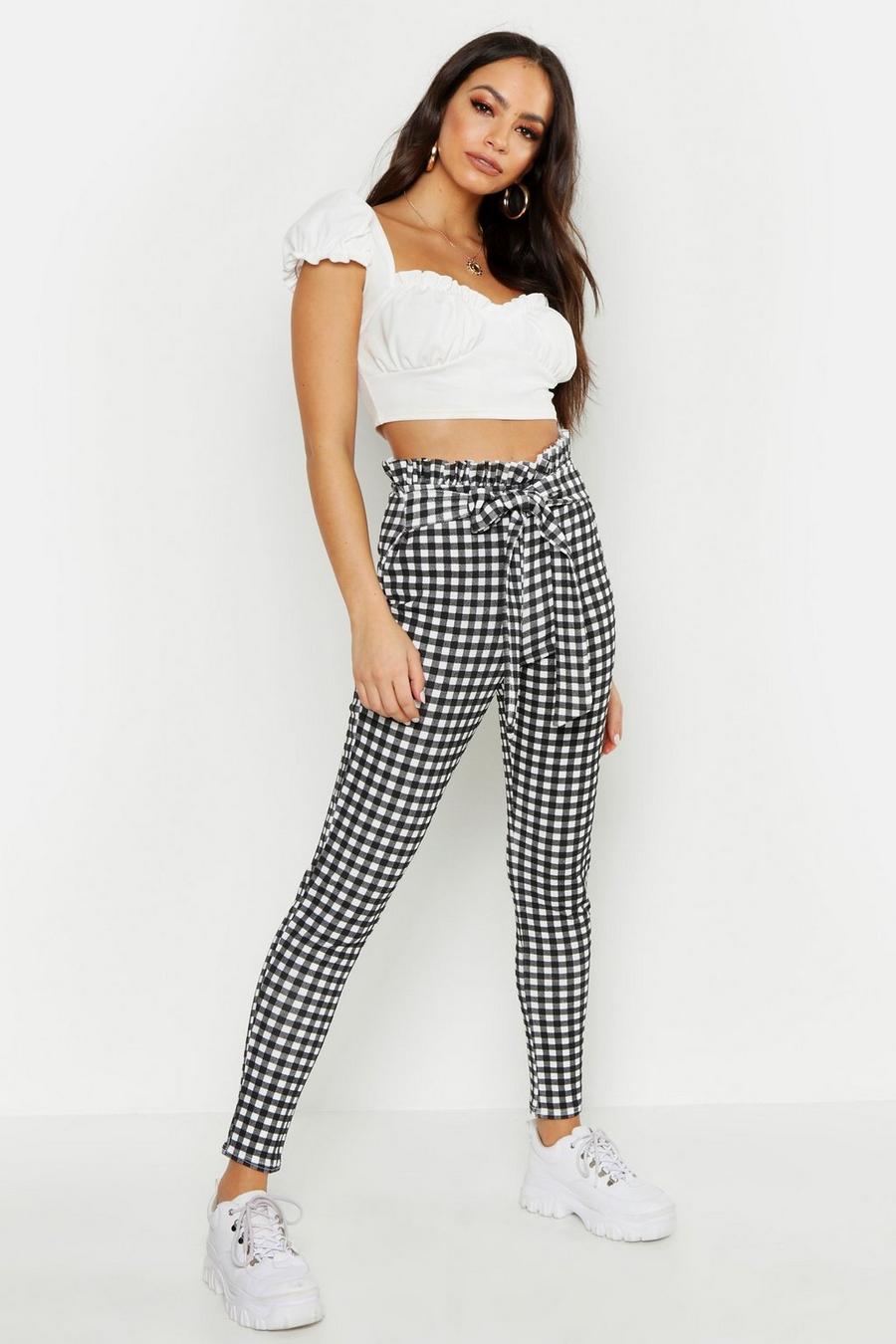 Paperbag Waist Gingham Check Trousers image number 1