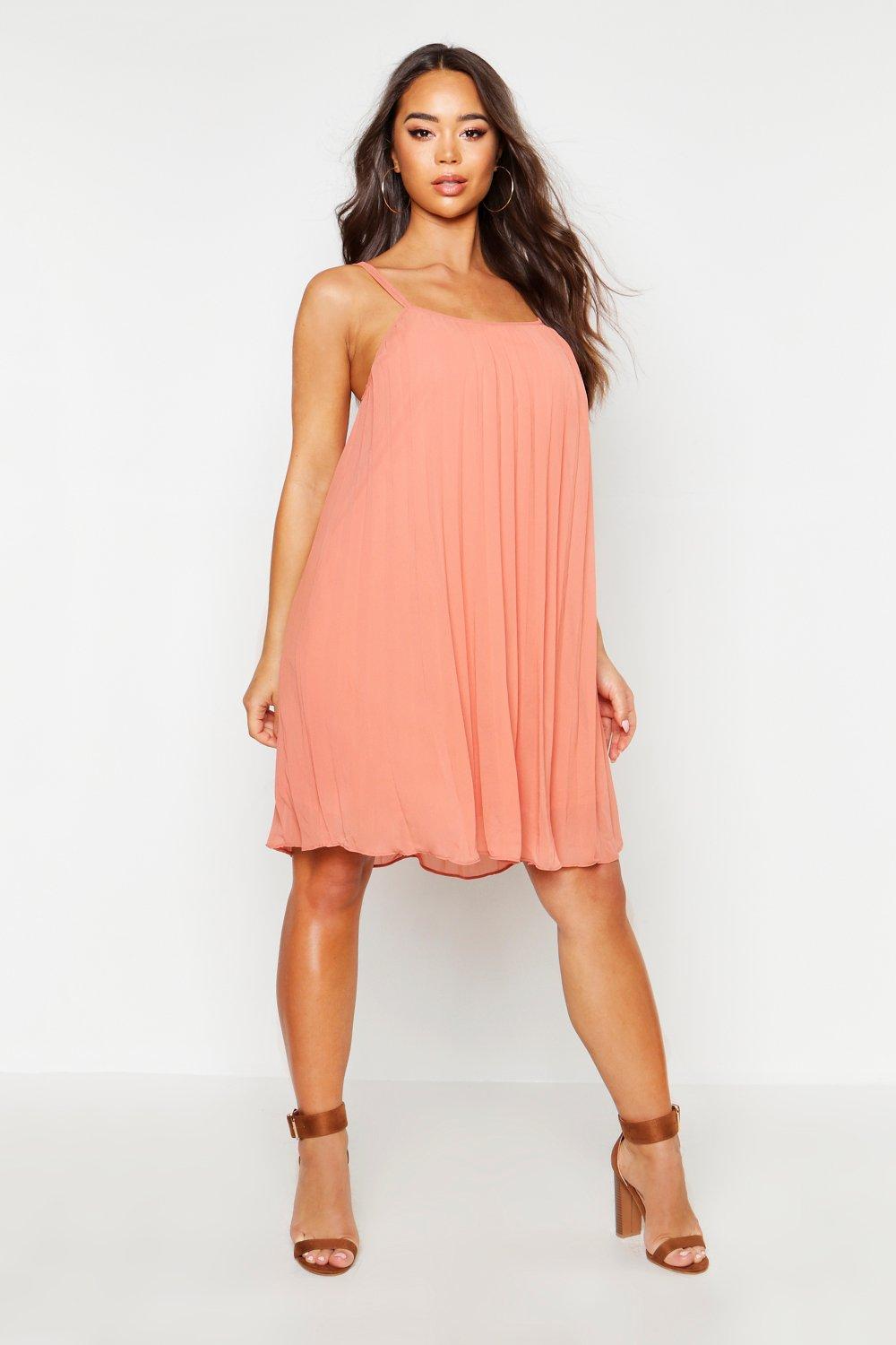 chiffon pleated swing dress