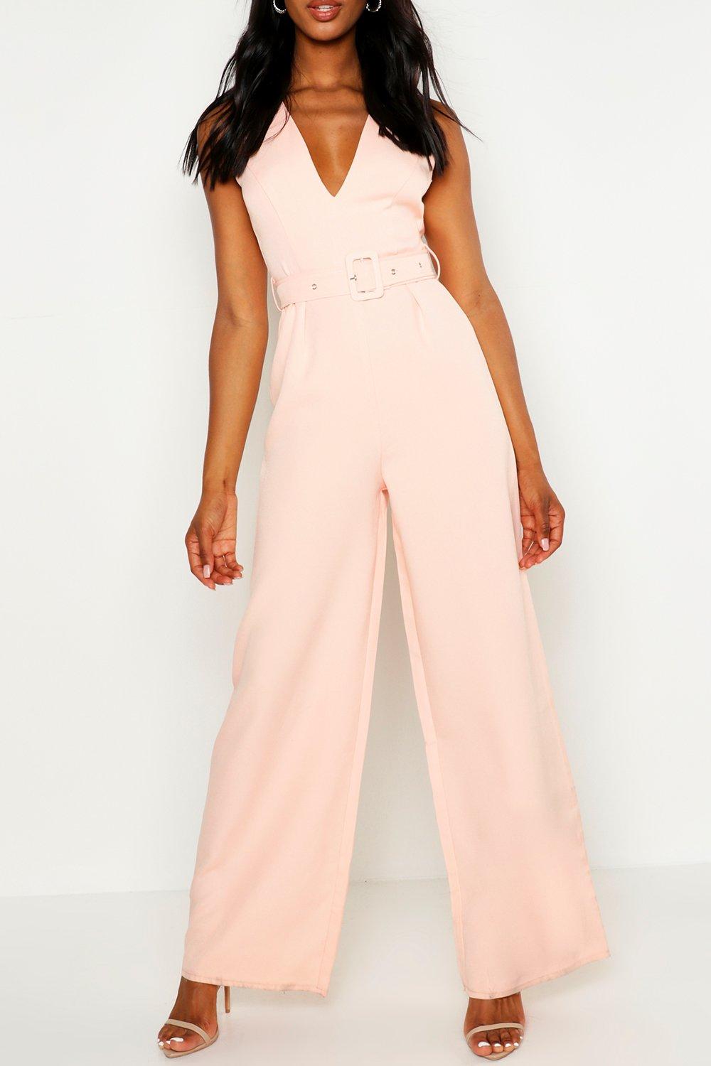 Tailored High Neck Shaped Waist Wide Leg Jumpsuit