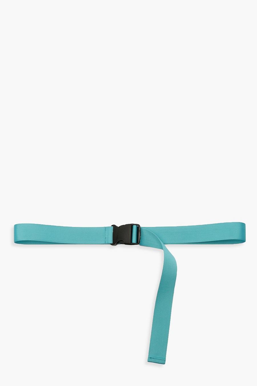Cintura con nastro sportivo e fibbia in plastica, Azzurro image number 1