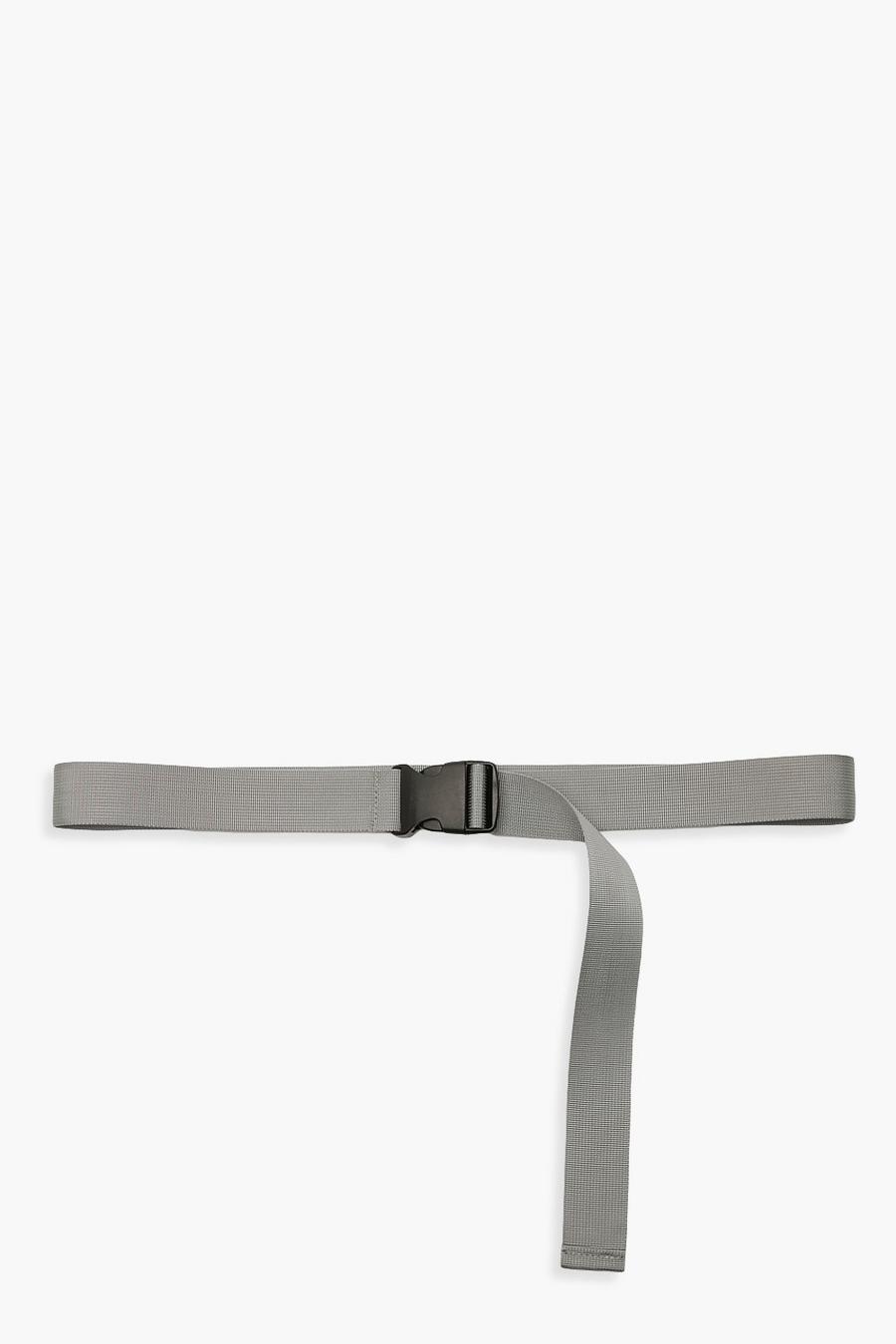 Cintura con nastro sportivo e fibbia in plastica, Grigio image number 1