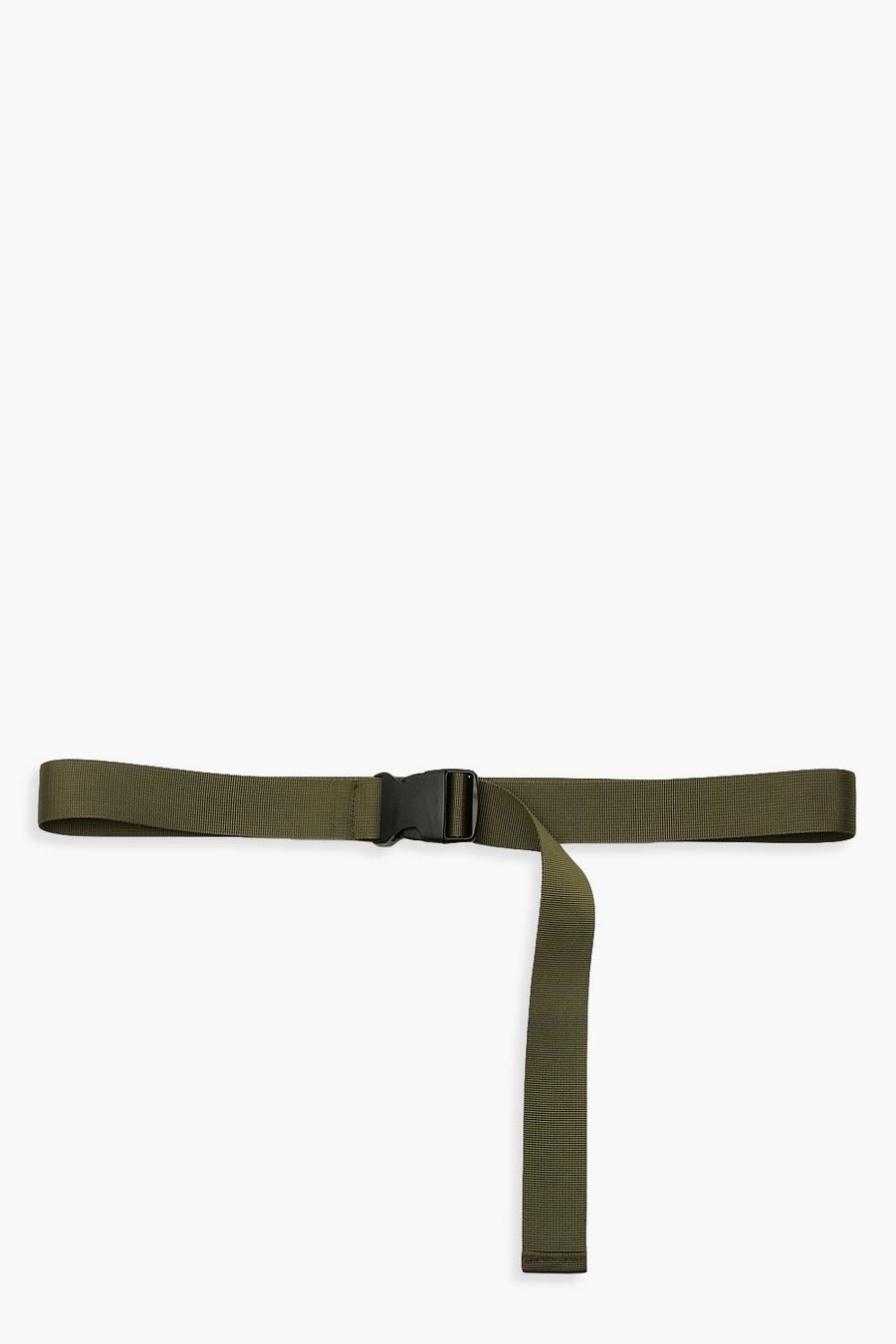 Cintura con nastro sportivo e fibbia in plastica, Kaki image number 1