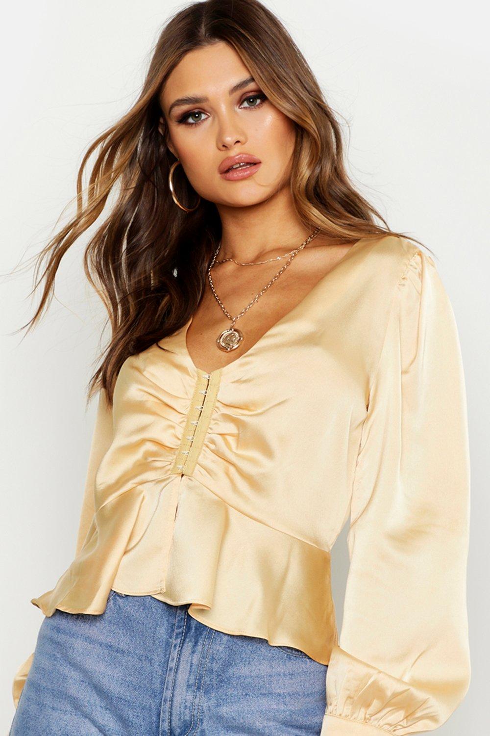 satin peasant top