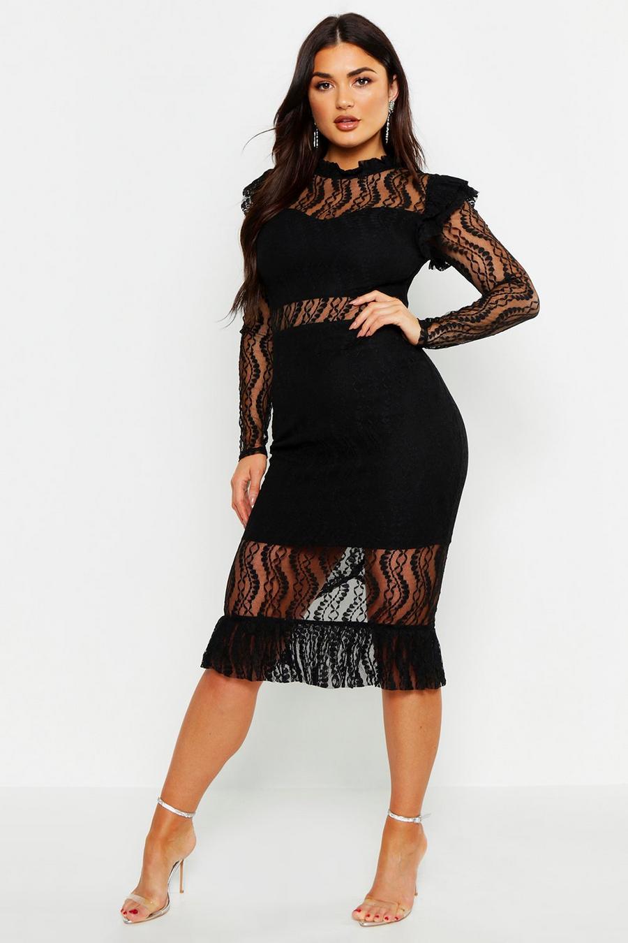 Long Sleeve All Over Lace Midi Dress image number 1