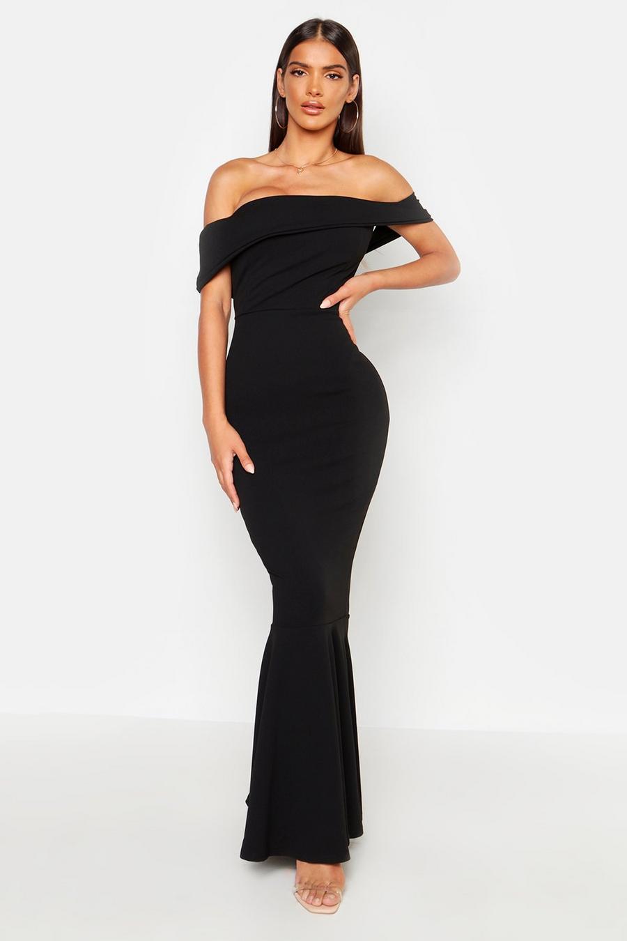 Black Bardot Sleeve Detail Maxi Dress image number 1