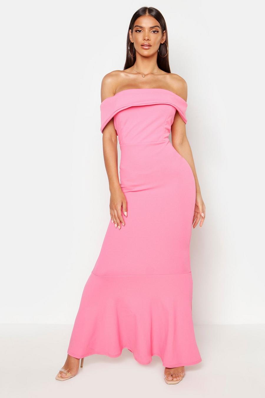 Pink Bardot Sleeve Detail Maxi Dress image number 1