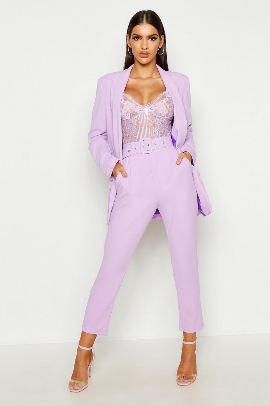 Lilac Self Belt Dress Pants image number 1