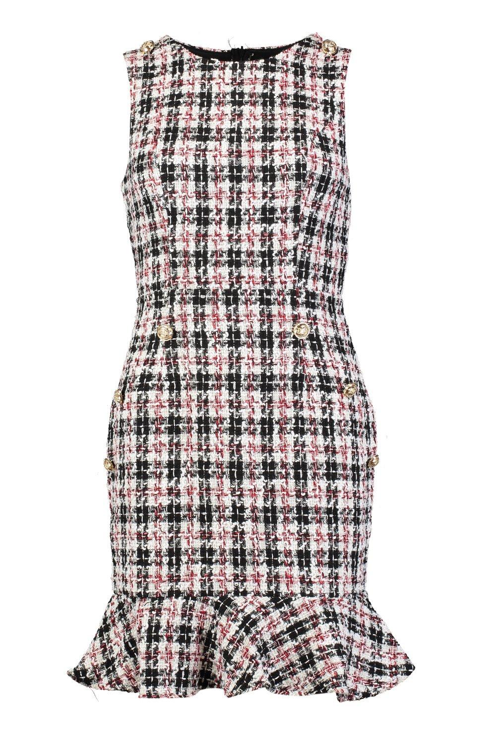 tweed dress boohoo