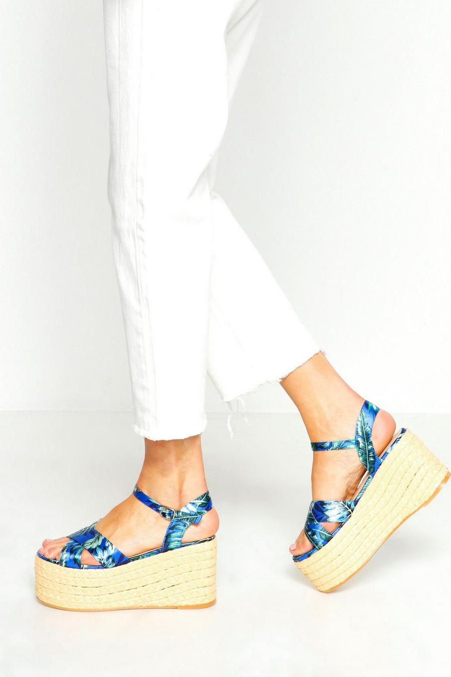 Tropical Print Woven Flatforms image number 1
