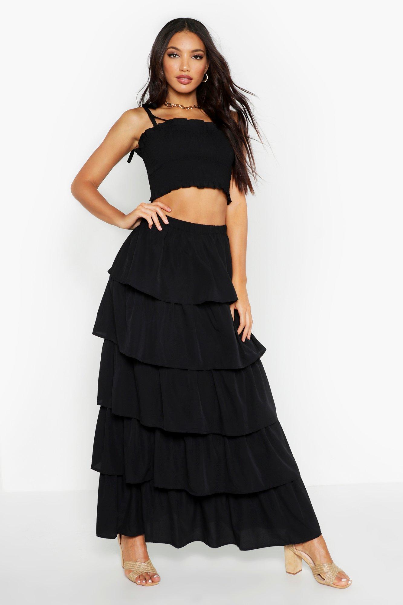 ruffle maxi skirt