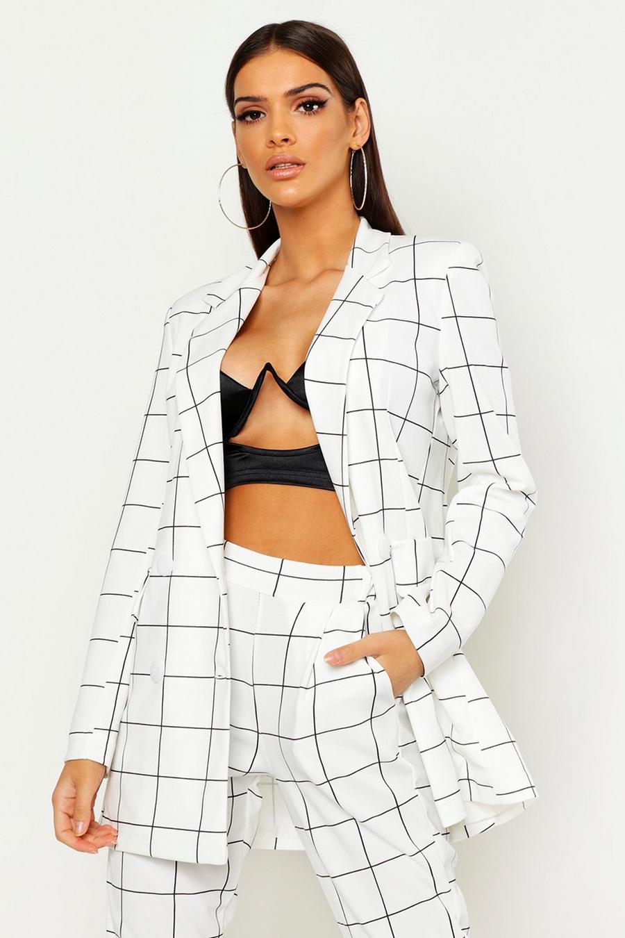Window Pane Check Double Breasted Blazer image number 1
