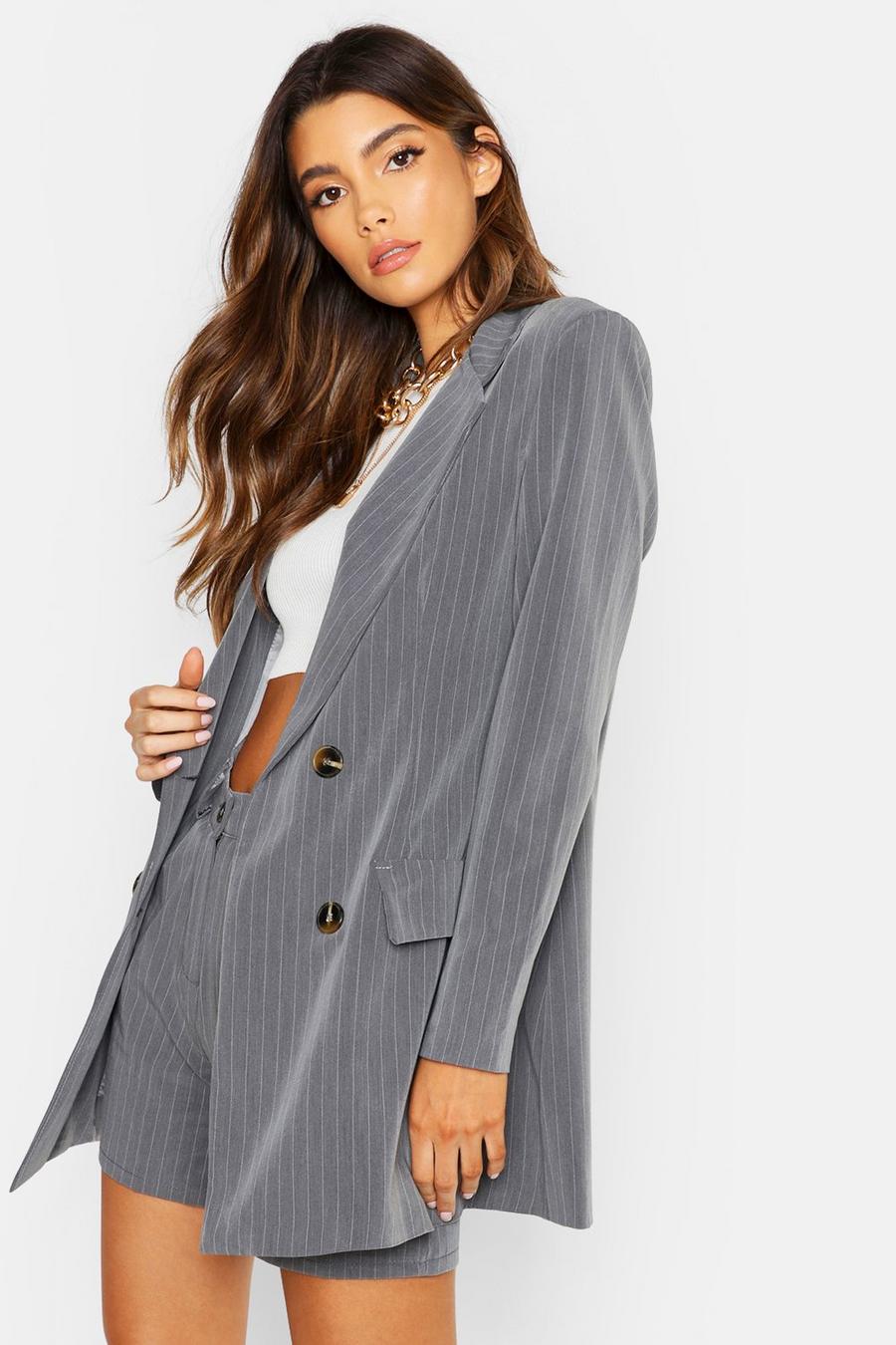 Grey Tailored Pinstripe Blazer image number 1