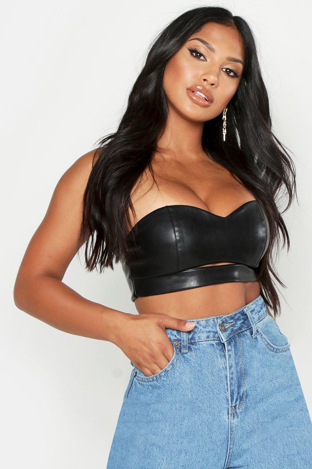 leather look bralet