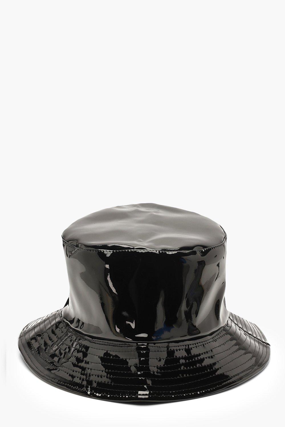 black vinyl bucket hat