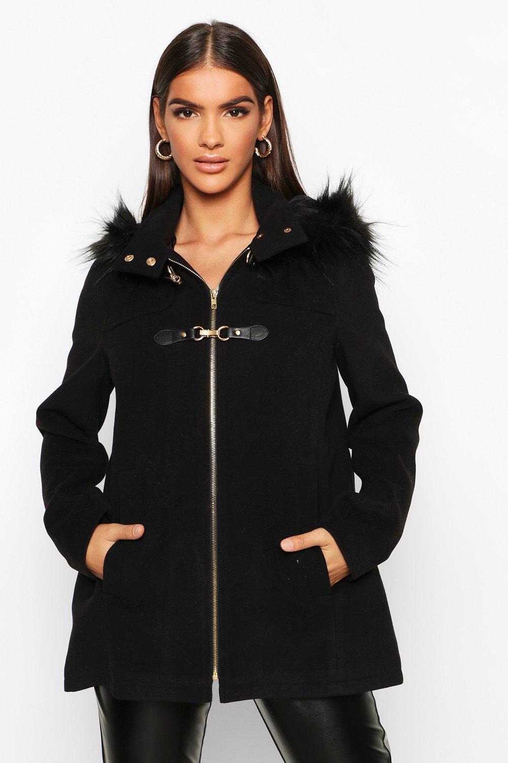 Duffle coat femme online capuche fourrure