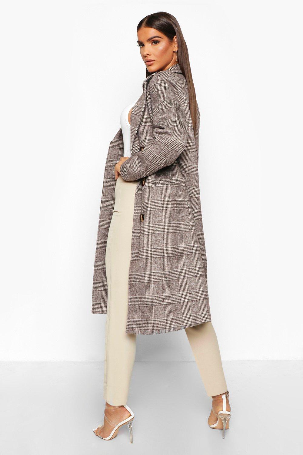 Boohoo hot sale checked coat