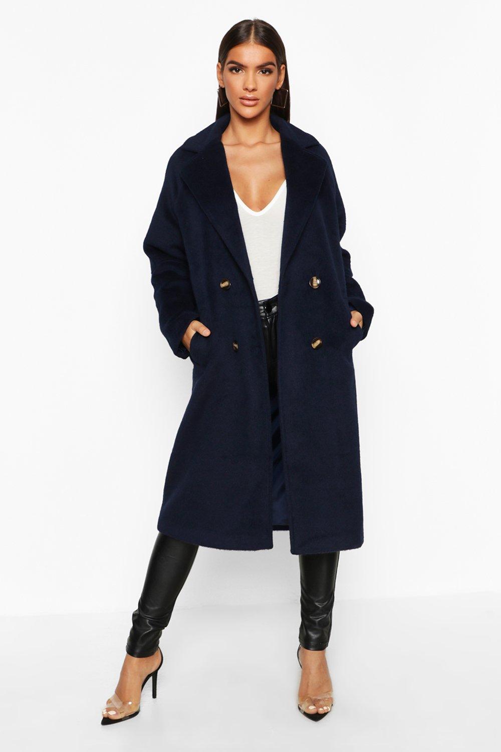 navy wrap wool coat