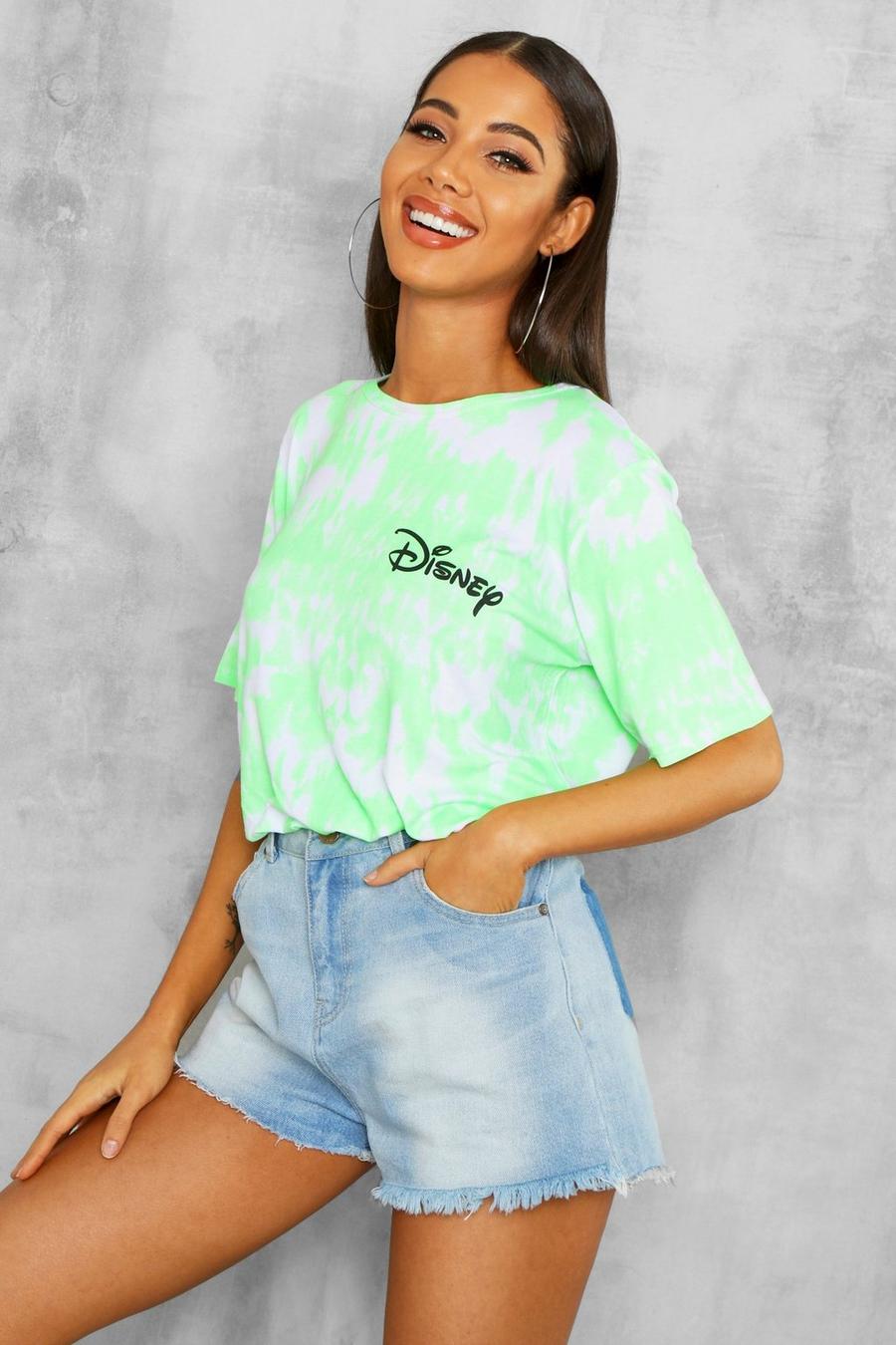 Lime Disney Licence Neon Slogan T-Shirt image number 1