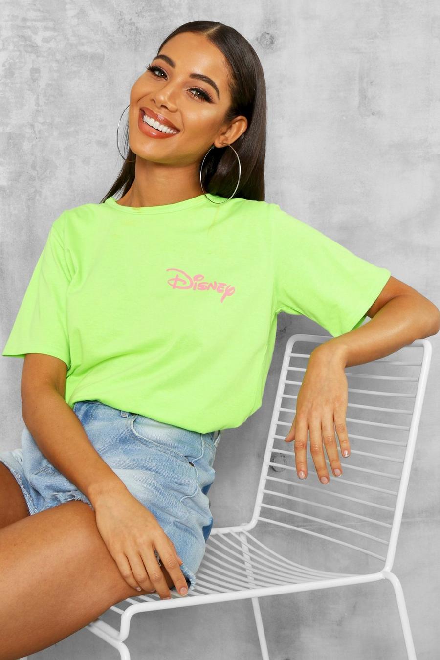 Neon-green Disney T-shirt med slogan image number 1