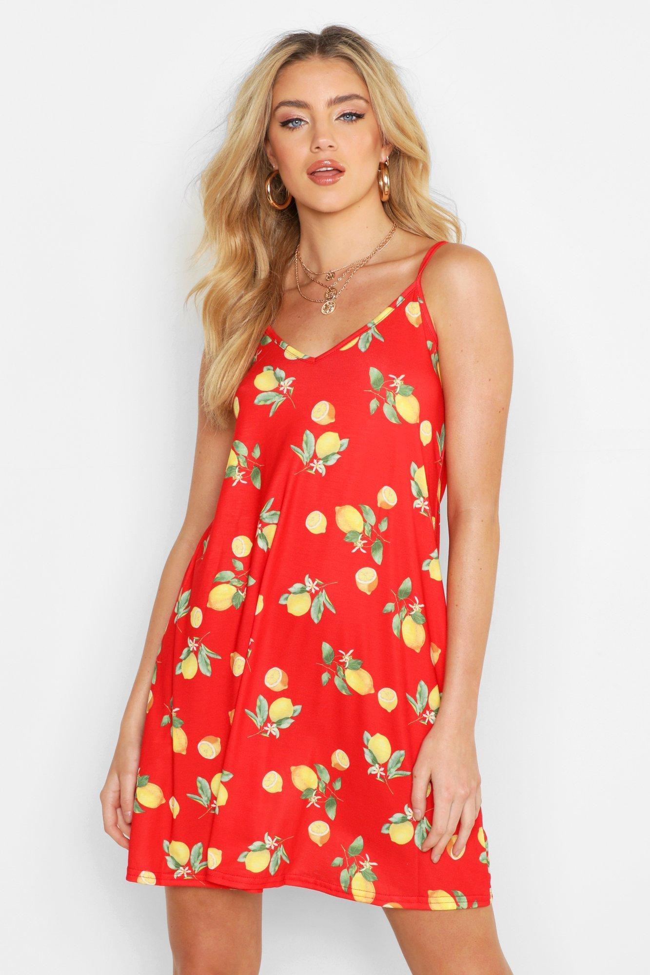 lemon print swing dress