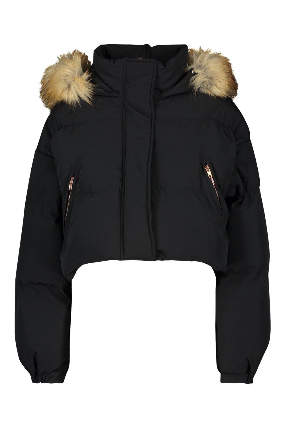 doudoune courte capuche fourrure
