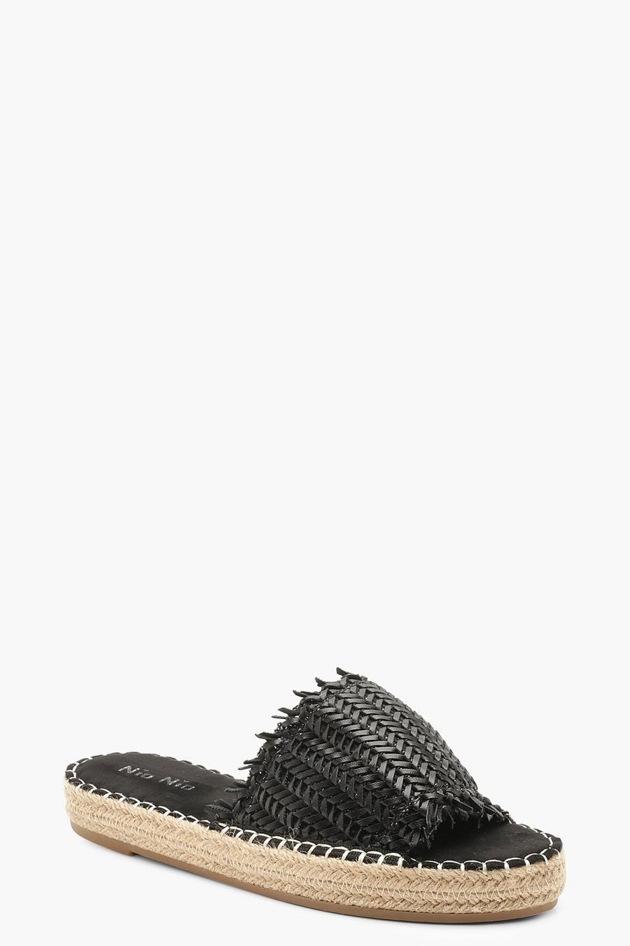 Zapatillas de alpargata tejidas, Negro image number 1