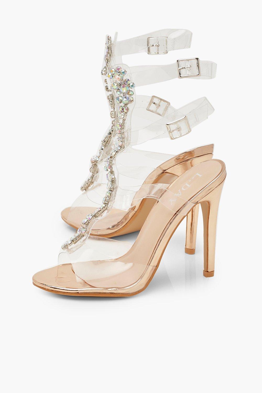 Embellished clear gladiator discount heels