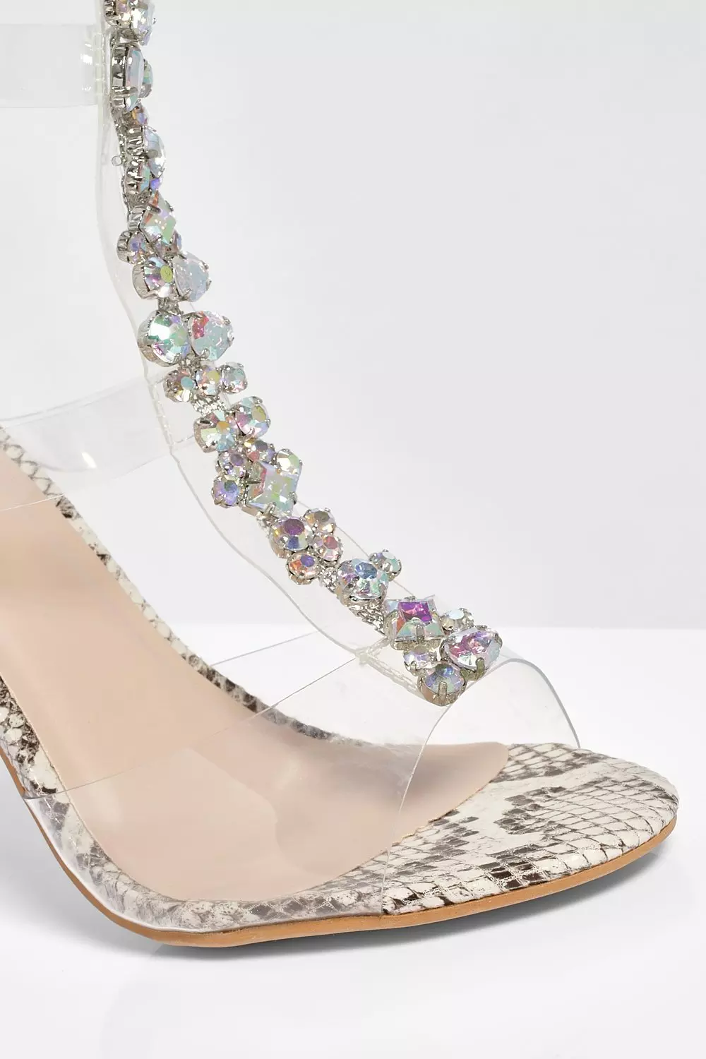 Lucia silver snake gem clear sale stiletto heels