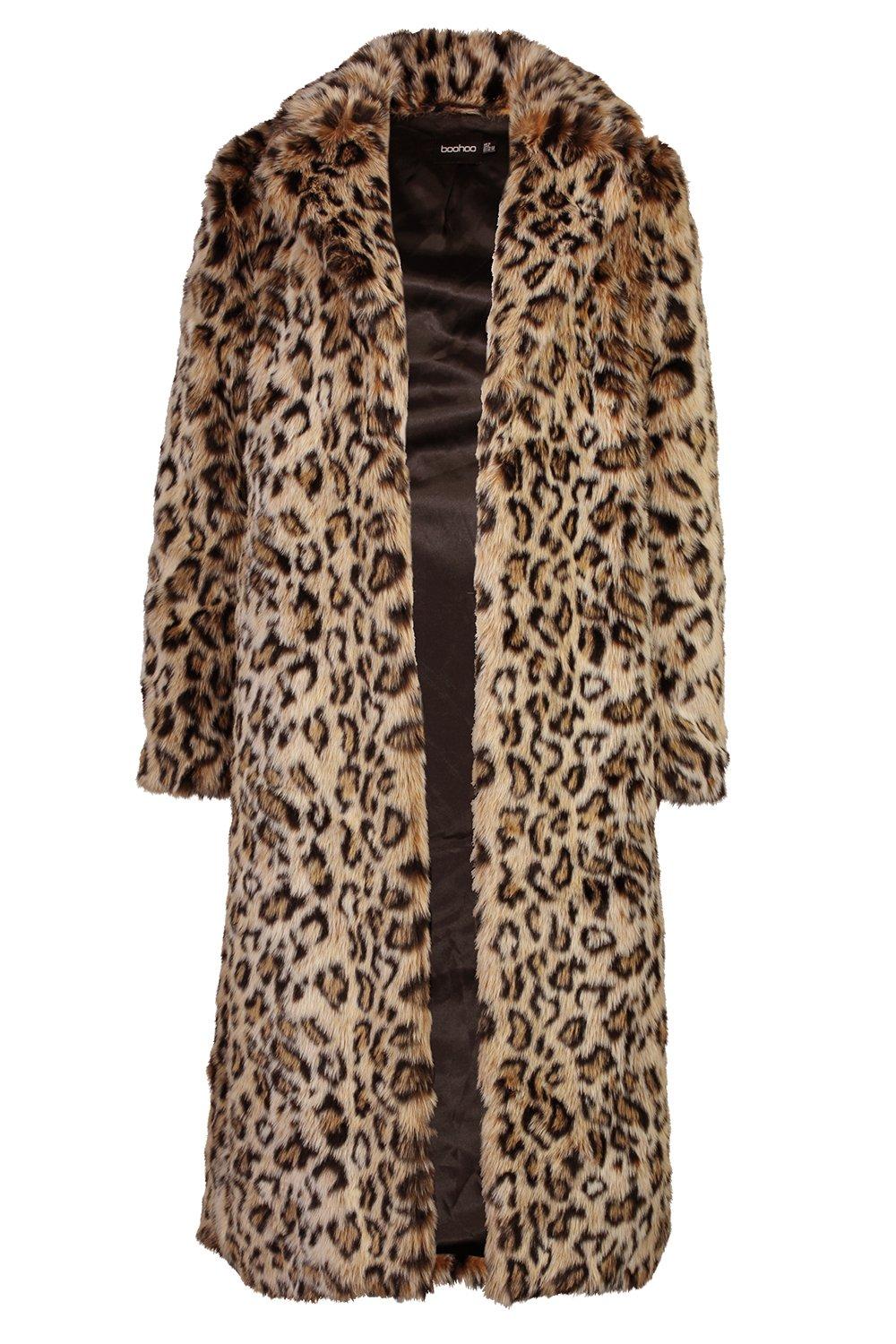 Leopard Faux Fur Longline Coat boohoo USA