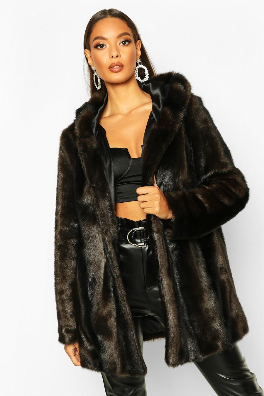 Vintage Style Faux Fur Hooded Coat image number 1
