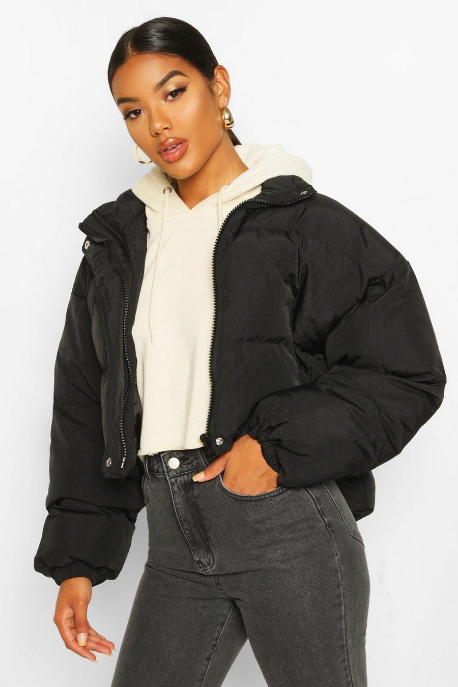 Funnel Neck Cropped Puffer Jacket | boohoo