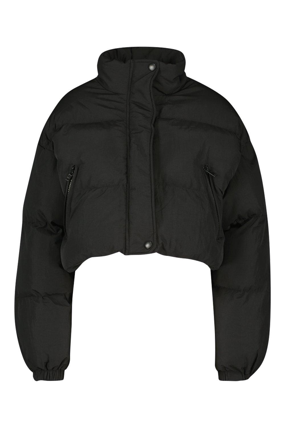 crop funnel neck padded jacket