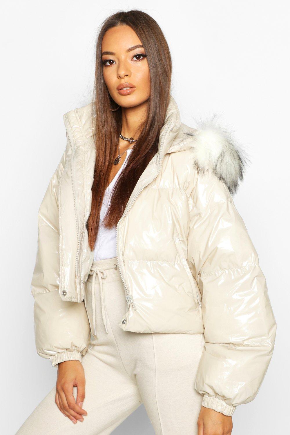 faux fur trim puffer coat