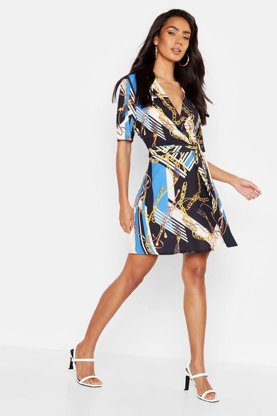 Chain Print Collar Detail Wrap Dress image number 1