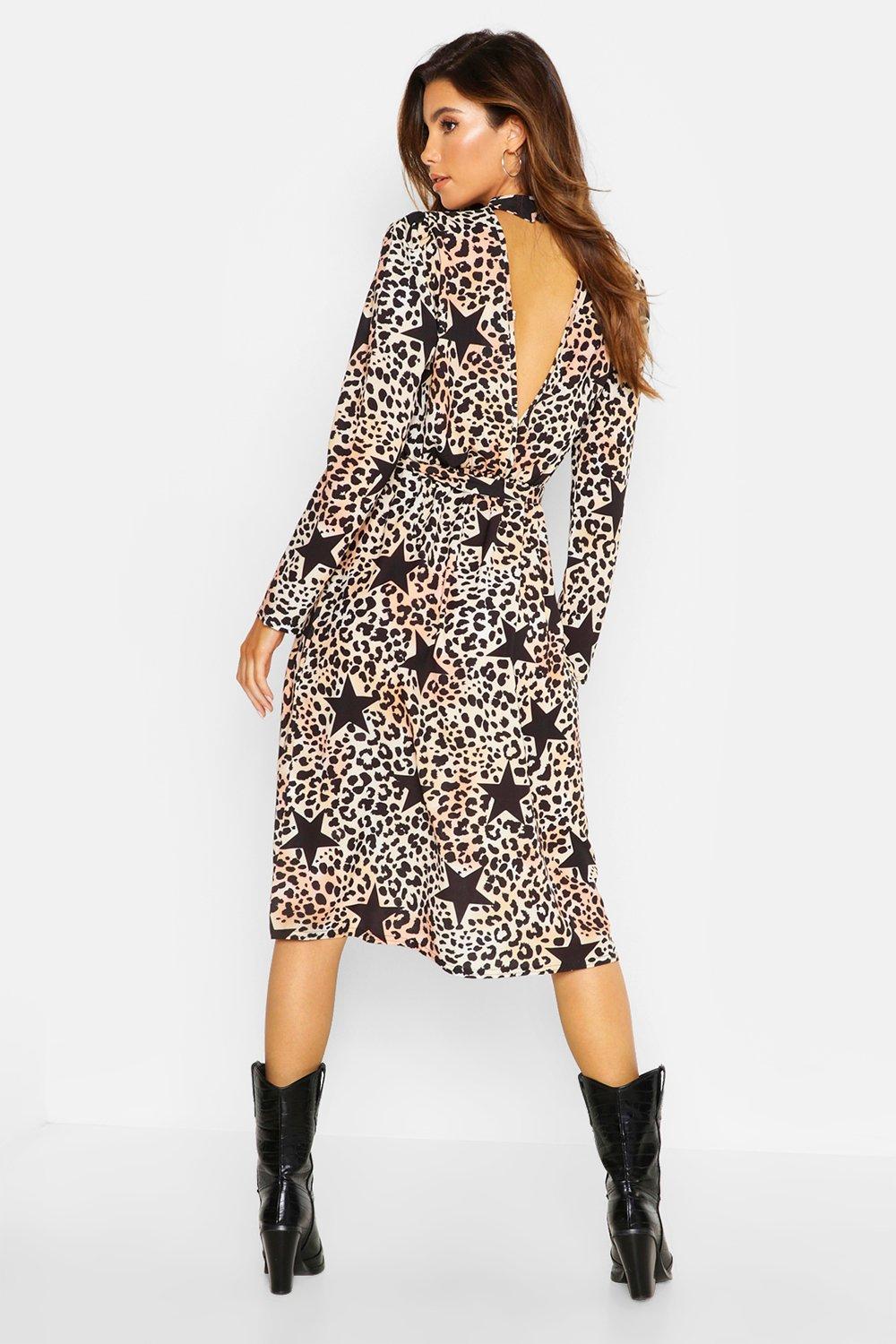 boohoo leopard star dress