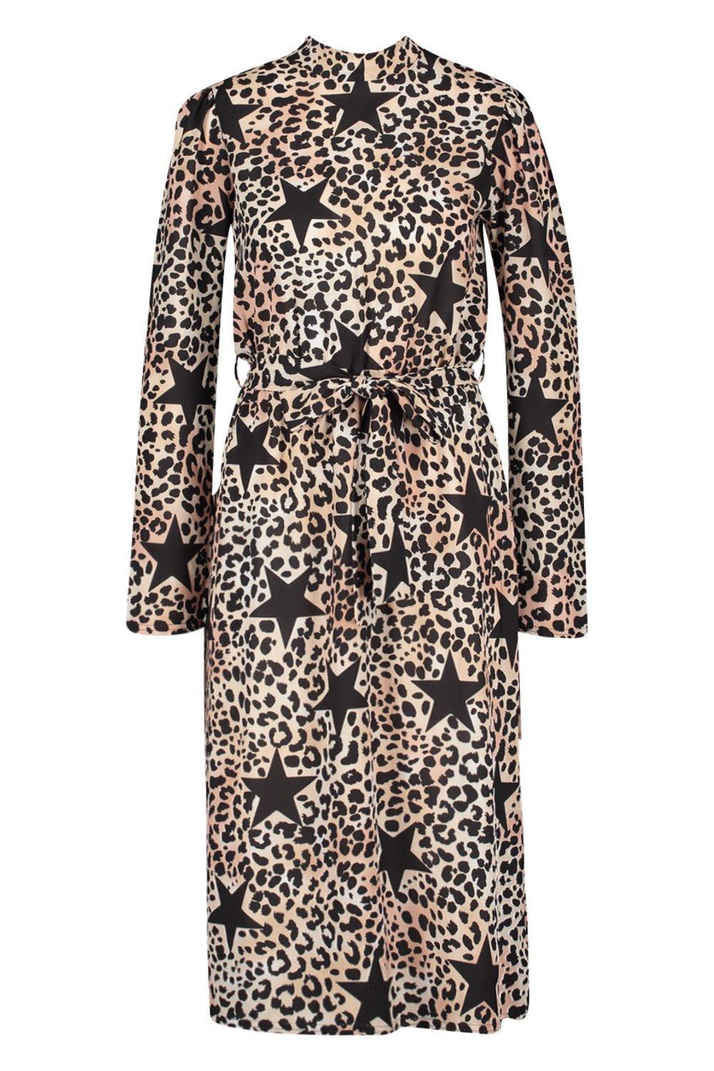 Boohoo leopard star on sale dress