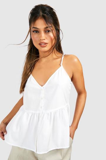 Button Detail Peplum Camisole white